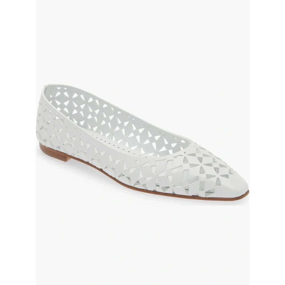 ~ Manolo Blahnik 37 Gelista Leather Ballet Flats Perforated Authentic 6.5-7 - Picture 13 of 15